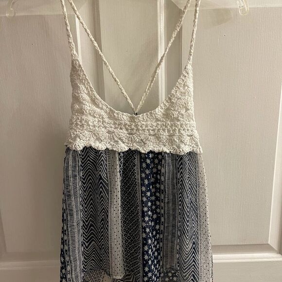 Hollister blue and white Tank Top, lace top and sheer bottom, size small - Picture 2 of 6